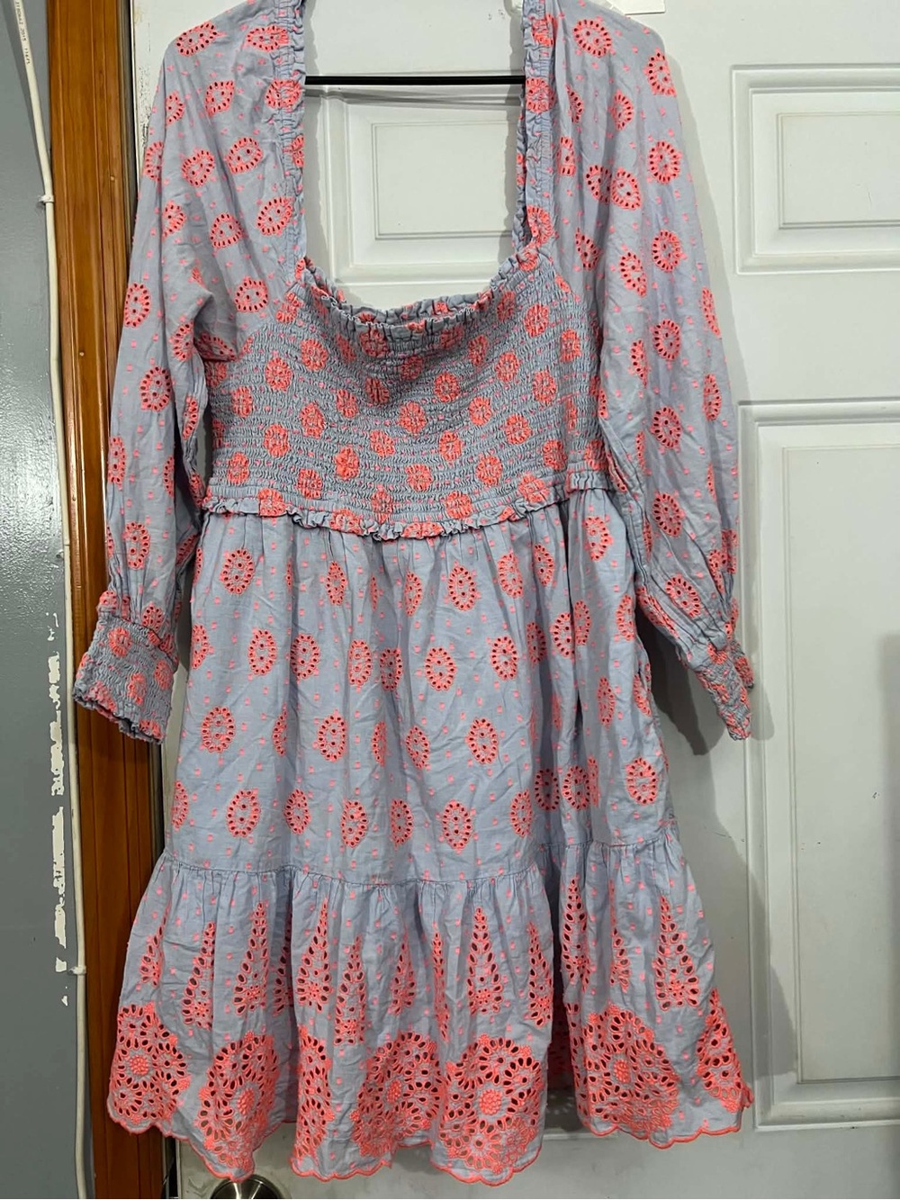 Lilly Pulitzer Light Blue Dress with Coral Eyelet Accents Size Large